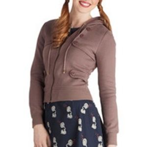 Modcloth Community Theatrics Hoodie Tan/Brown XS